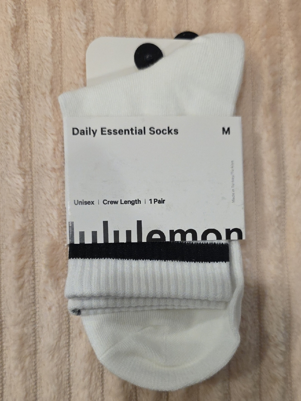 lululemon athletica White Crew Socks with Black Stripe